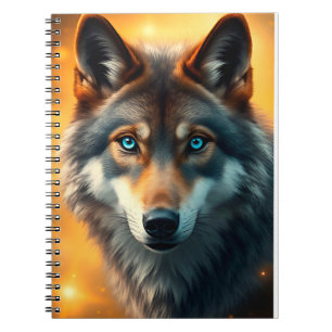 Carnet Loup Majestueux Avec Des Yeux Bleus Pour Les Notes