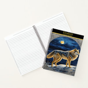 Carnet Loup majestueux hurlant sous la pleine lune