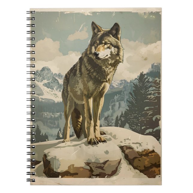 Carnet Loup majestueux sur Rocher de neige (Devant)
