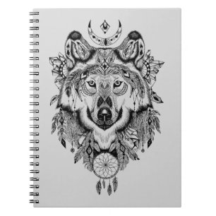 Carnet Loup tribal indien