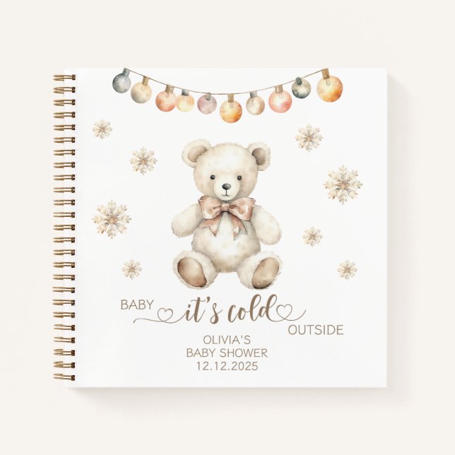 Carnet L'ours d'hiver Bébé son froid dehors baby shower (Devant)