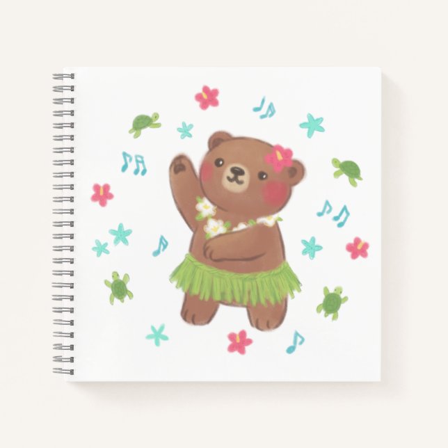 Carnet L'ours en peluche à Hawaii Illustration (Devant)