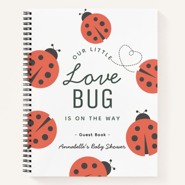 Carnet Love Bug Red Ladybug Baby Shower Guest Book (Devant)