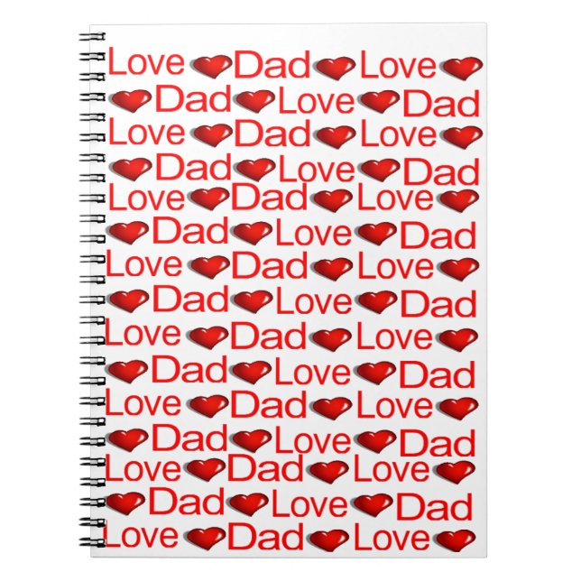 Carnet "Love Dad Red Hearts" or more naturally in  (Devant)