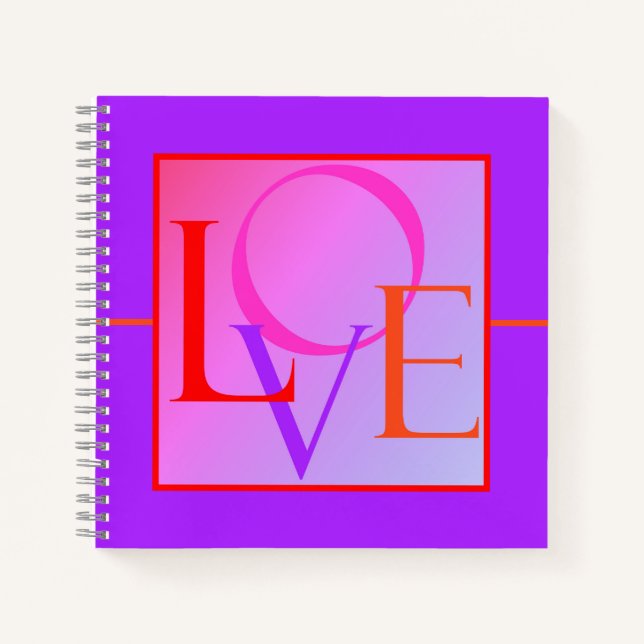 Carnet "LOVE" dans Hot Pink, Red, Purple et Orange Journa (Devant)