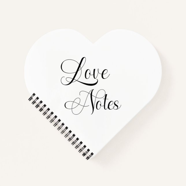 Carnet Love Notes Élégant Script Avec Nom Noir & Blanc (Devant)