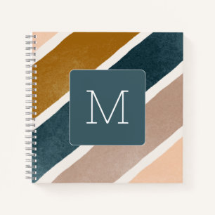 Carnet Lovely initial motif rayé Turquoise