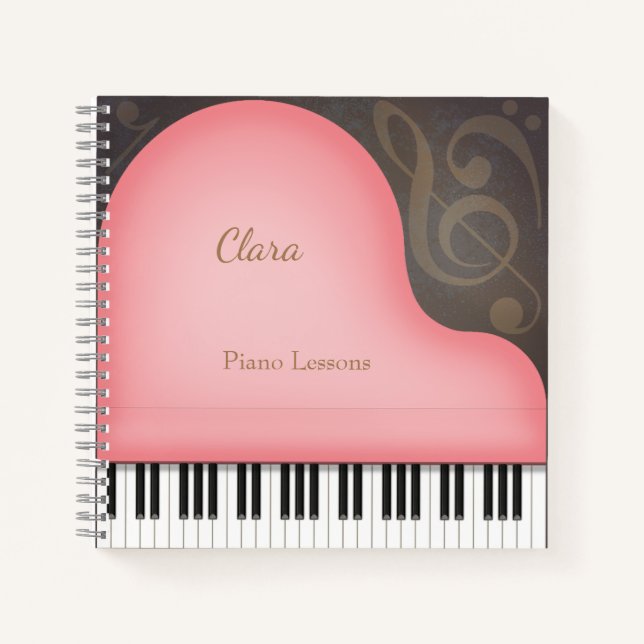 Carnet Lovely Pink Grand Piano Music Lover's Personnalisé (Devant)