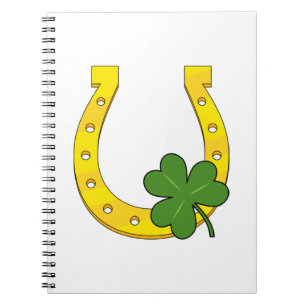 Carnet Lucky Golden Horseshoe avec Shamrock en blanc