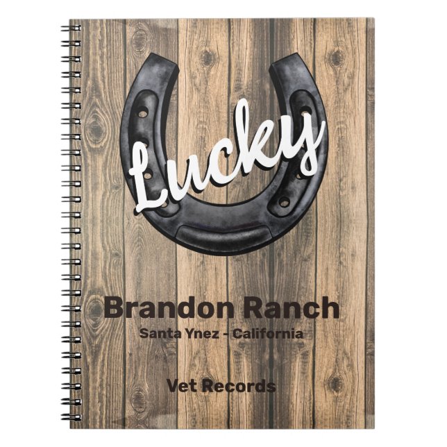 Carnet Lucky Horseshoe Rustic Wood Ranch Enregistrements  (Devant)