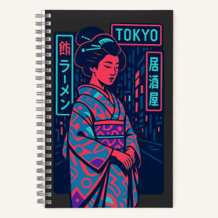 Carnet Lueur de Tokyo Geisha dans les rues néon