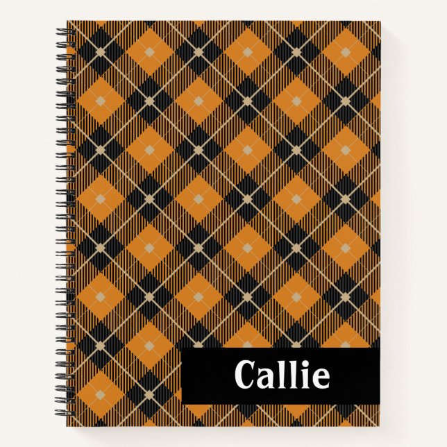 Carnet Lumberjack Diagonal Plaid Noir & Citrouille (Devant)