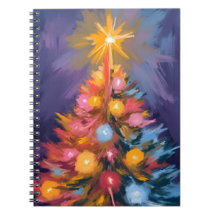 Carnet Lumières colorées d'arbre de Noël aquarelle
