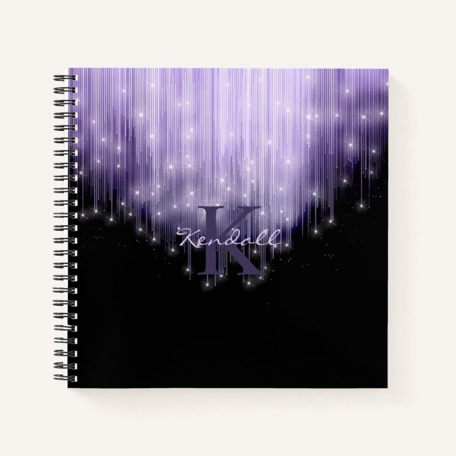 Carnet Lumières en cascade Monogramme Violet ID789 (Devant)