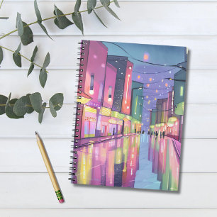 Carnet Lumières nocturnes de la ville Lofi   Aquarelle co