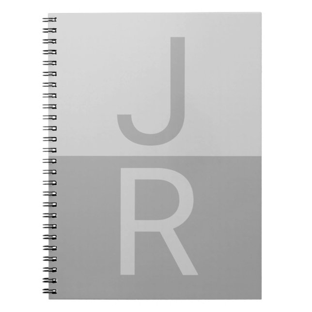 Carnet Lumineuses Gris & Gris Initiales Modernes Monogram (Devant)