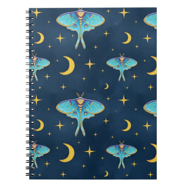 Carnet Luna Moth Céleste Lunes et étoiles Marine (Devant)