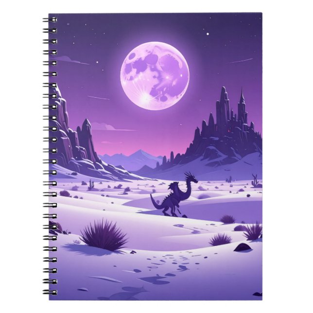 Carnet Lunar Wyrm – Purple Dragon Under the Moon Desk Mat (Devant)