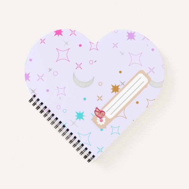 Carnet Lune & Étoiles  Lavande Minimaliste (Devant)