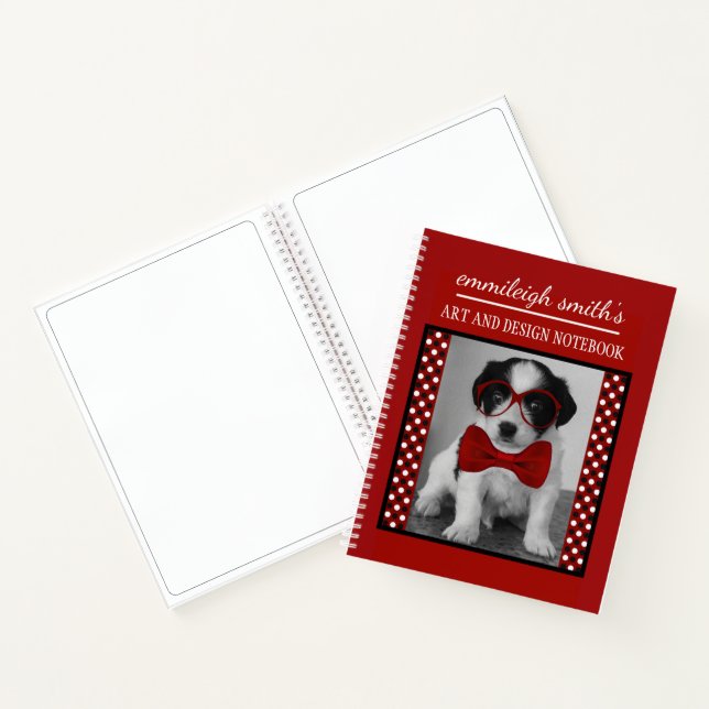 Carnet Lunettes de chien personnalisées mignonnes Pois ro (Intérieur)