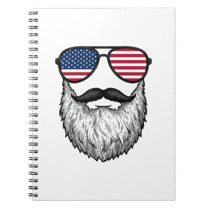 Carnet Lunettes de soleil barbe patriotique vintage T-shi