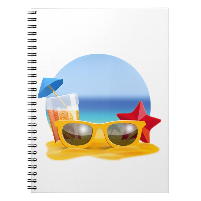 Carnet Lunettes de soleil et scène de plage pour l'été (Devant)