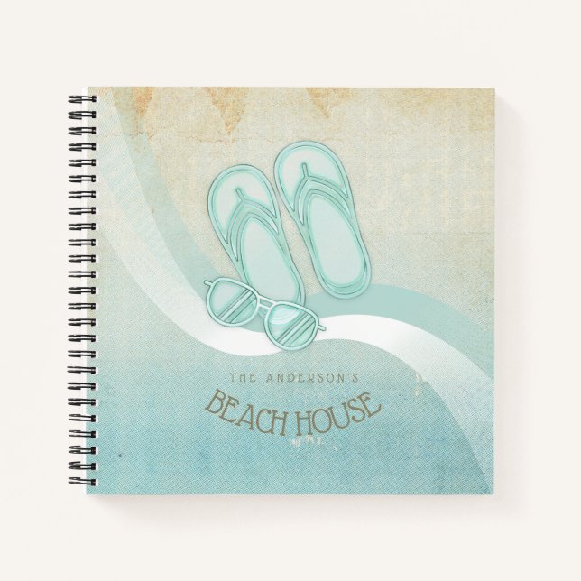 Carnet Lunettes de soleil et tongs Beach House Aqua ID623 (Devant)