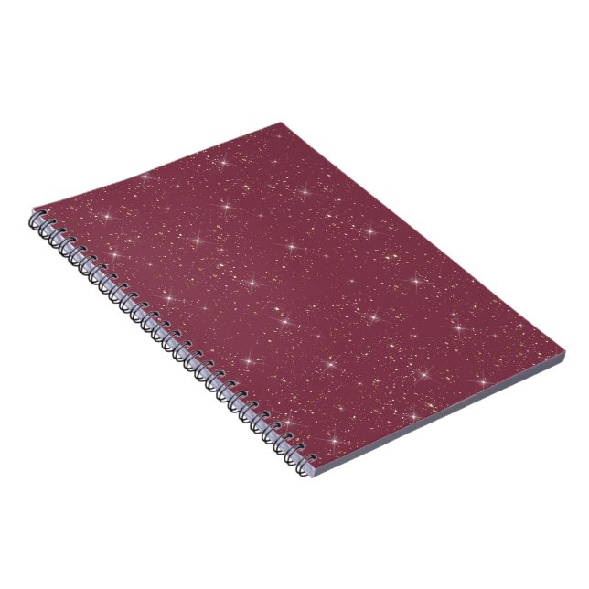 Carnet Luxe bordeaux brillant parties scintillant d'or co (Côté Droit)