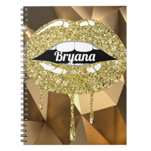 Carnet Luxe doré beauté glamour paillettes lèvres ruissel