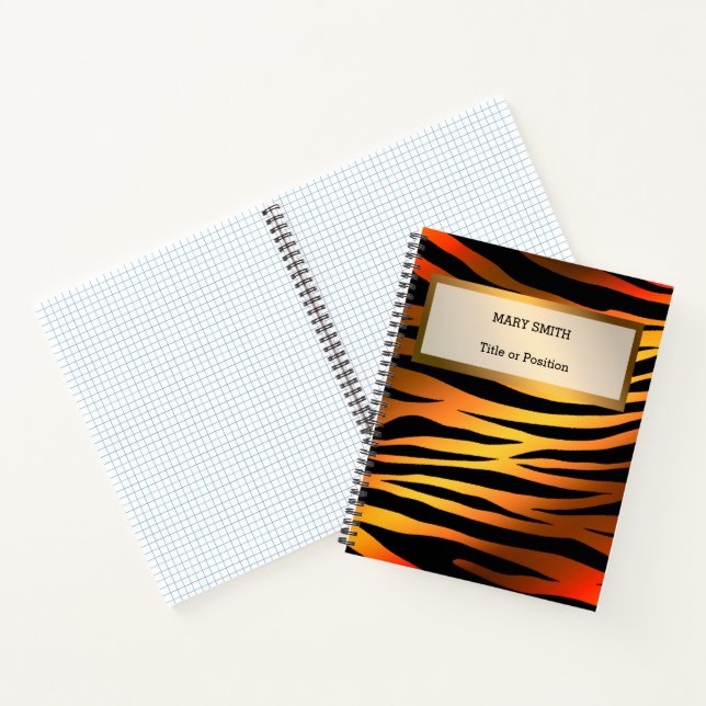 Carnet Luxe Moderne Or Orange Tiger Ajouter Votre Texte (Intérieur)