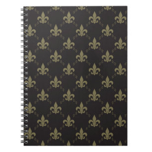Carnet Luxueux Black Gold Fleur De Lis Motif