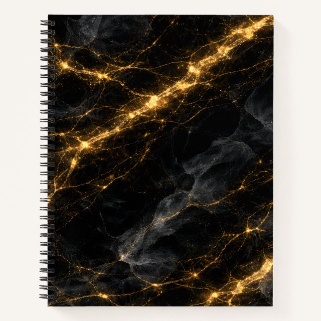 Carnet Luxury Black and Gold Marble Spiral Notebook (Devant)