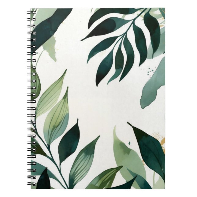 Carnet Luxury Emerald Green & Gold Botanical Notebook (Devant)