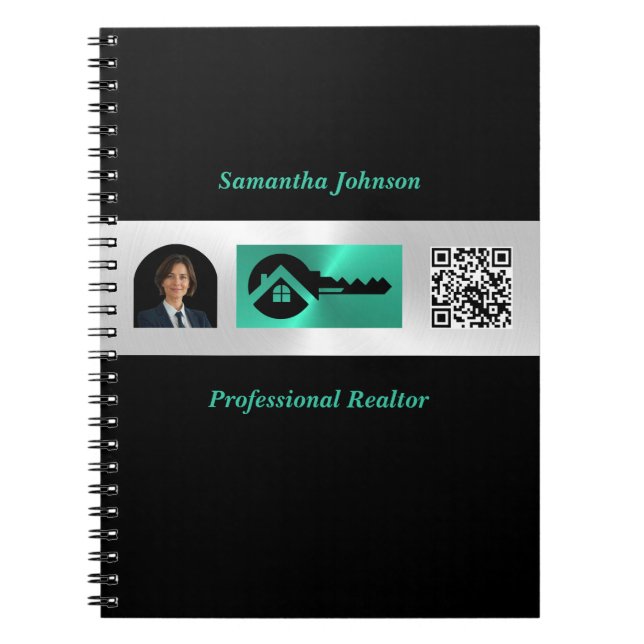 Carnet Luxury Photo Turquoise & Bl Key QR Real Estate  (Devant)