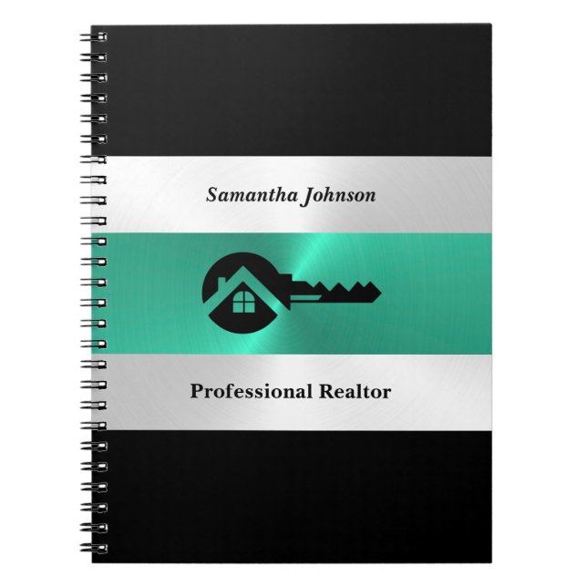 Carnet Luxury Turquoise & Black Key Real Estate Notebook (Devant)