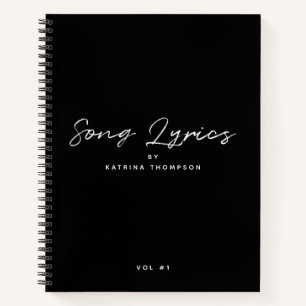 Carnet Lyrics de script minimaliste noir moderne
