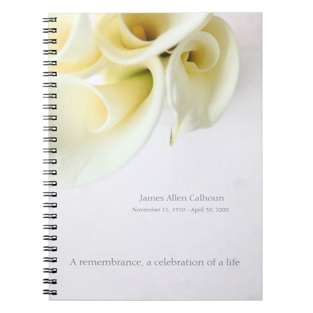 Carnet Lys Calla avec espace texte (Devant)