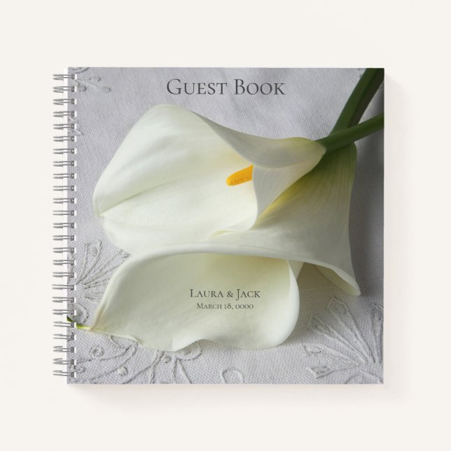 Carnet Lys calla blanc sur lin (Devant)