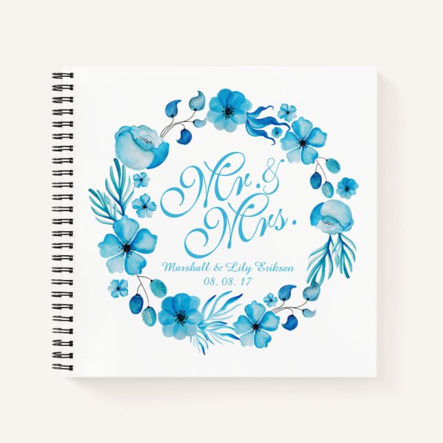 Carnet M. & Mme Floral Watercolor Mariage Guestbook (Devant)