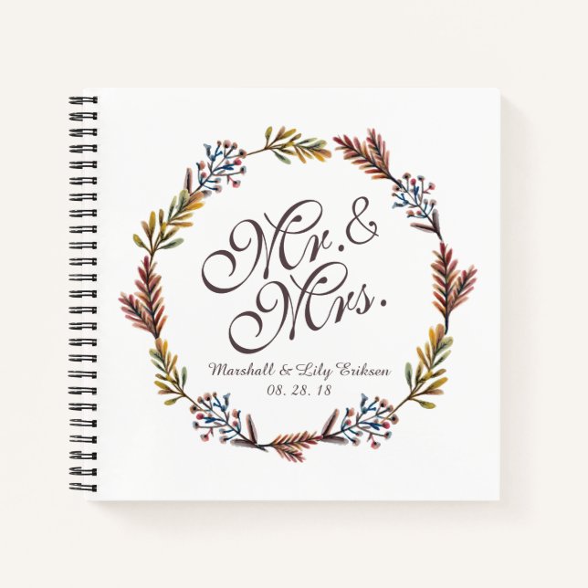 Carnet M. & Mrs Simple Floral Mariage Guestbook (Devant)