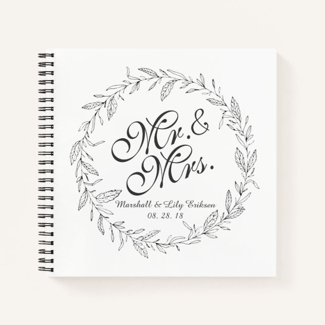 Carnet M. & Mrs Simple Floral Mariage Guestbook (Devant)