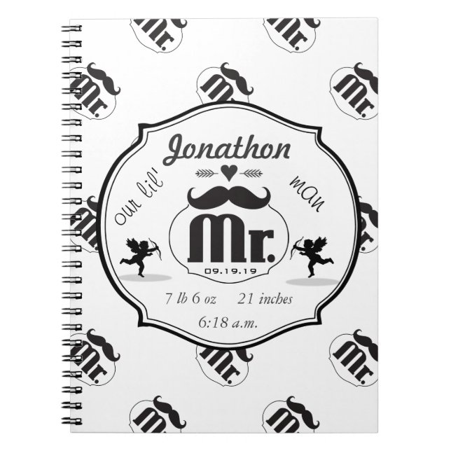 Carnet M. Mustache Lil Man Baby Boy Statistiques (Devant)