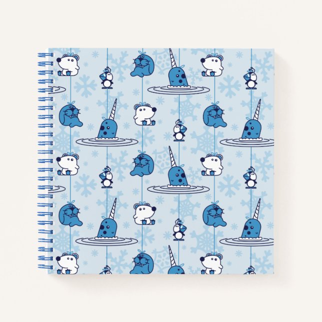 Carnet M. Narwhal Blue Snowflake Motif (Devant)