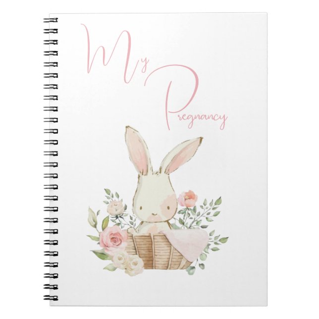 Carnet Ma Grossesse Lapin Rose Script Photo (Devant)