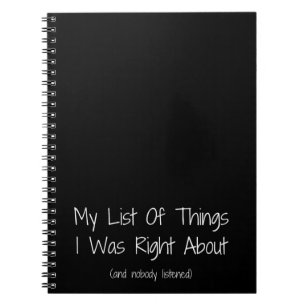 Carnet Ma Liste De Choses Que J'Avais Raison Sur Funny Co