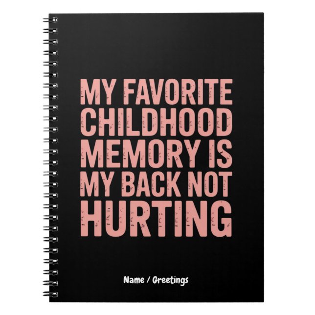 Carnet Ma mémoire préférée d'enfance, mon dos ne fait pas (Devant)