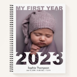 Carnet Ma première année 2023 Moderne découpé photo bébé 