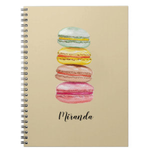 Carnet Macarons français colorés Aquarelle peinte à la ma