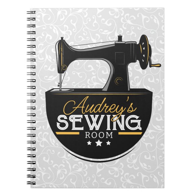 Carnet Machine à coudre antique AJOUTER LE NOM Seamstress (Devant)