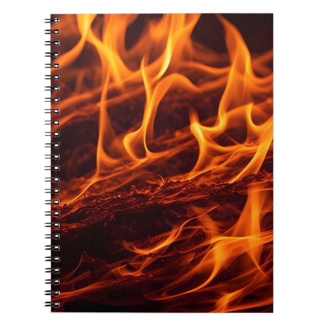 Carnet Macro de flamme de feu dans la cheminée (Devant)